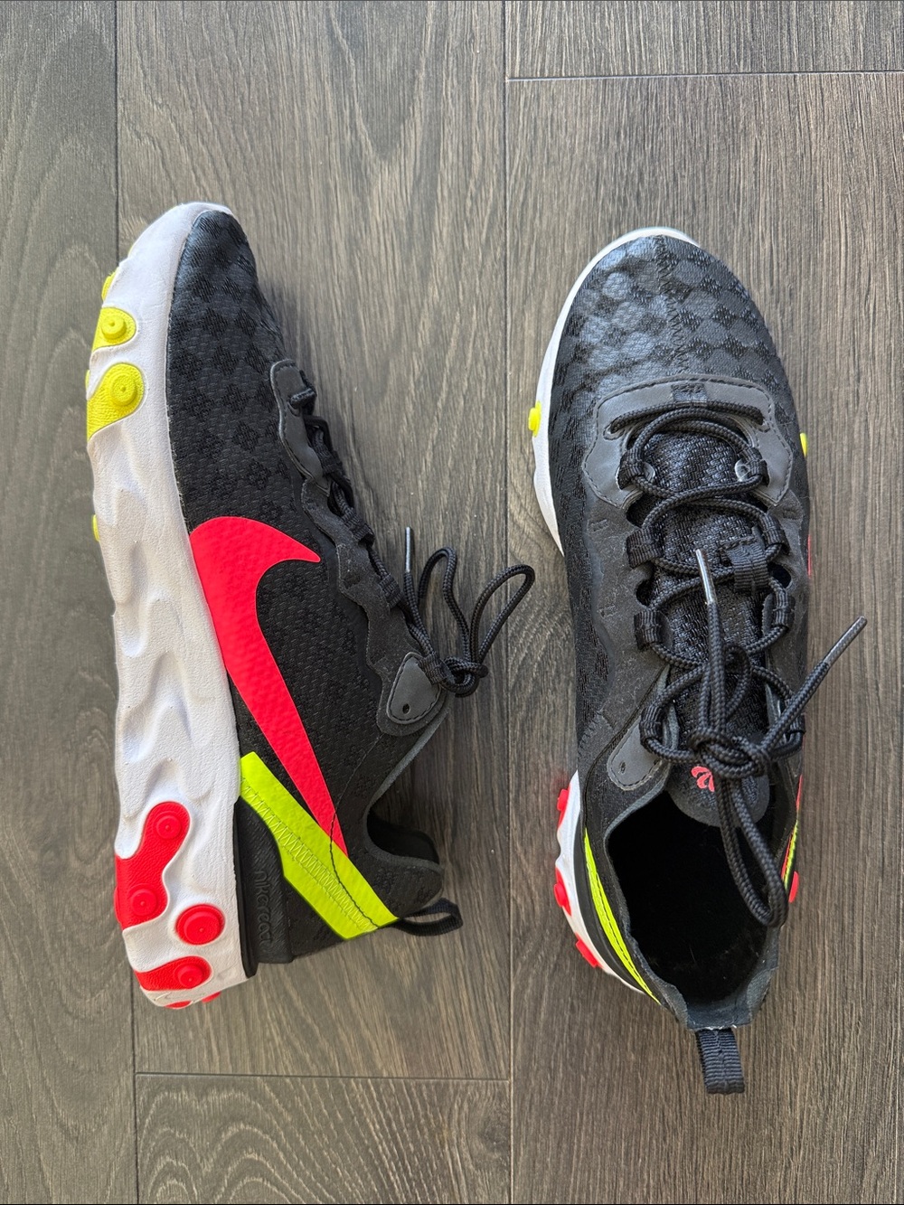 Nike Black/Red/Yellow React-Style Sneakers